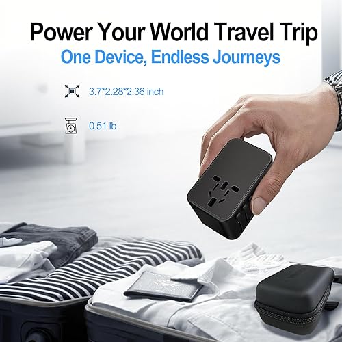 Miniatura 7 de JMFONE Adaptador de viaje universal con GaN 100W, adaptador de enchufe de corriente internacional de 5 puertos 4*USB C+1*USB A y múltiples tomas AC,