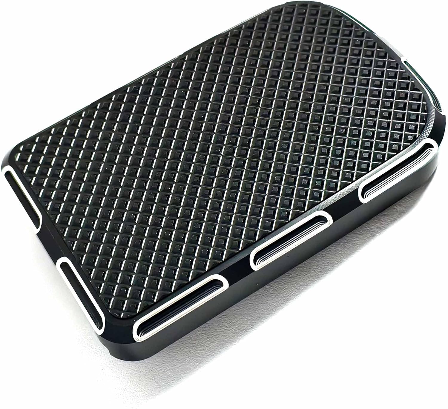 Motorcycle Extended Brake Pedal Pad for Harley Touring Road King, Electra Glide, Road Glide, Dyna FLD (Black with Chrome Edge)