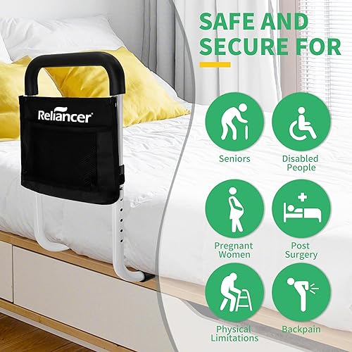 Miniatura 8 de RELIANCER Barandilla de seguridad de cama para adultos mayores, mango ajustable para asistencia de cama para cualquier cama, barandillas laterales