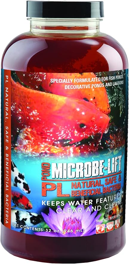 MICROBE-LIFT 10PLQ PL Pond Bacteria and Outdoor Water Garden Cleaner, Safe for Live Koi Fish, Plant Life, and Decor, 32 Ounces