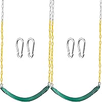 Turfee 2-Pack Heavy Duty Green Swing Seats with 66" Chains & Snap Hooks - 300lbs Capacity Kids Outdoor Playground Swings