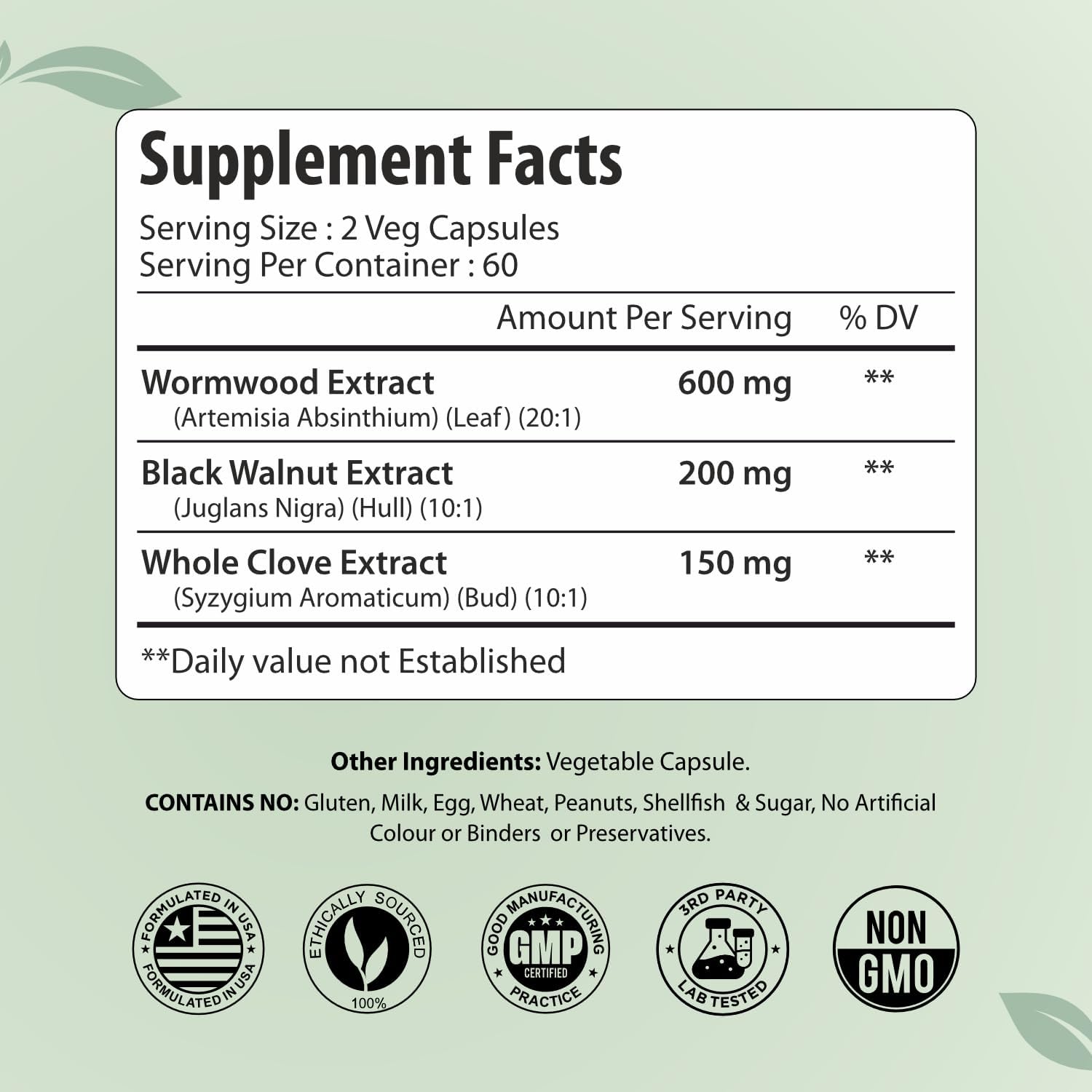 Wormwood Complex with Black Walnut & Clove, 3-in-1 Herbal Blend, Sweet Wormwood Extract Capsules, 120 Vegan Capsules, 2 Month Supply, Non-GMO & Gluten Free Supplement - Image 2