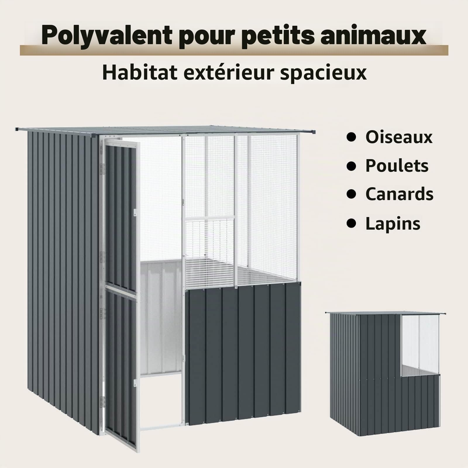 vidaXL Cage pour Oiseaux Anthracite 165 x 165 x 200 cm Acier galvanisé
