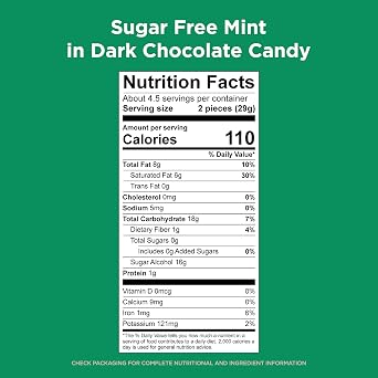 RUSSELL STOVER Sugar Free Dark Chocolate Mint Patties Candy, 4.5 oz. bag