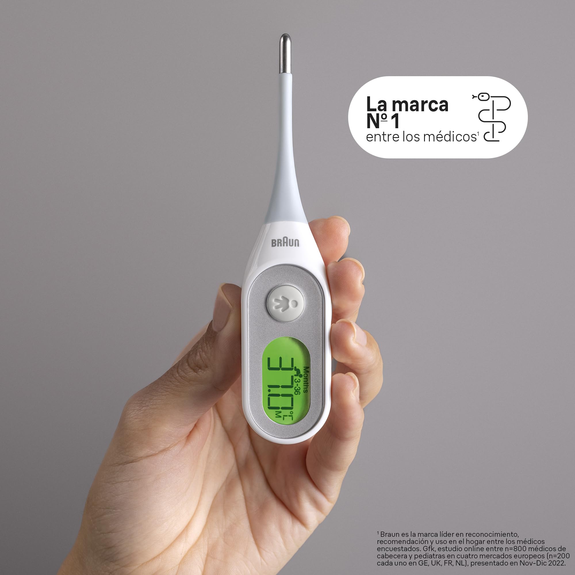 Braun Age Precision Termómetro digital, Varilla digital para usar en múltiples sitios, Vía oral, rectal o axilar, Apto para bebés y niños pequeños, La marca #1 entre los médicos(1), PRT2000
