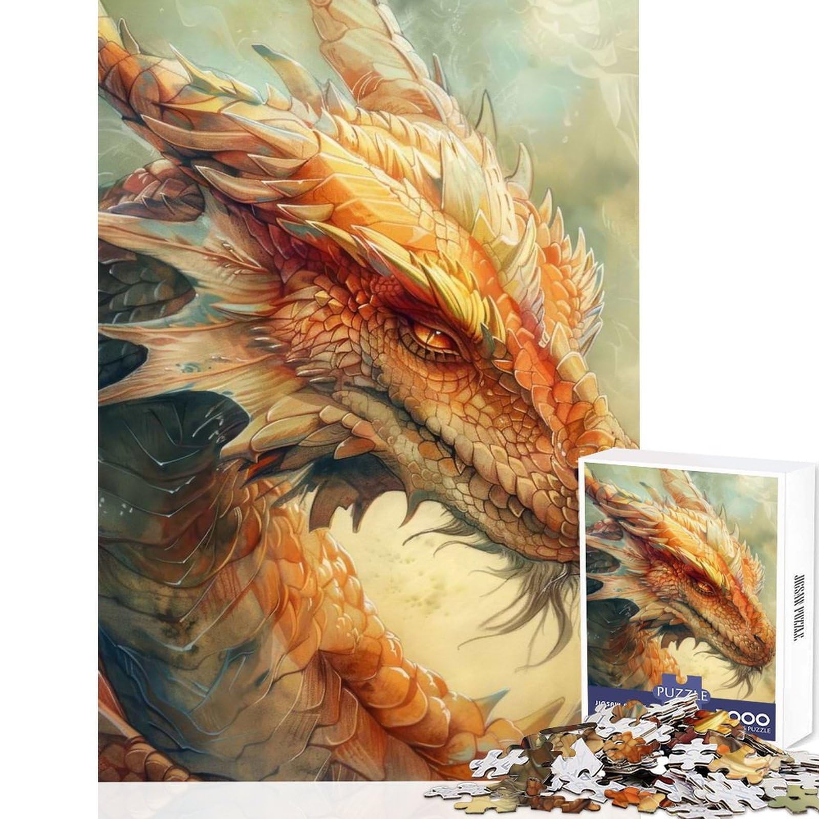 Magical Dragon Puzzles for Adults 1000 Pieces Mind Training Fun Uniform Size Precise Pieces Relaxing Indoor Group Activity 50x75cm