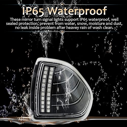 Miniatura 5 de D-Lumina Espejo lateral LED intermitente, luz intermitente izquierda y derecha, lente de cubierta transparente para Dodge Ram 2010-2018 1500 2500