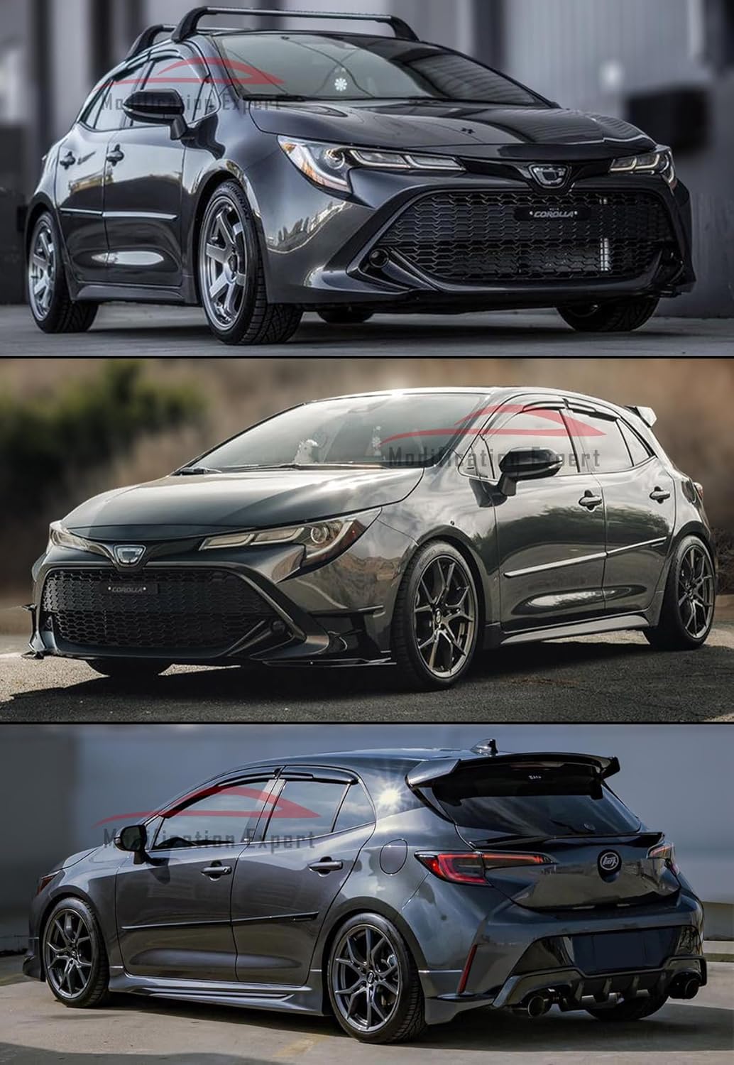 Fits for 2019-2025 Toyota Corolla Hatchback JDM 3D Wavy Mugen Style Window Visors Rain Guard Deflectors / 2020 2021 2022 2023 2024