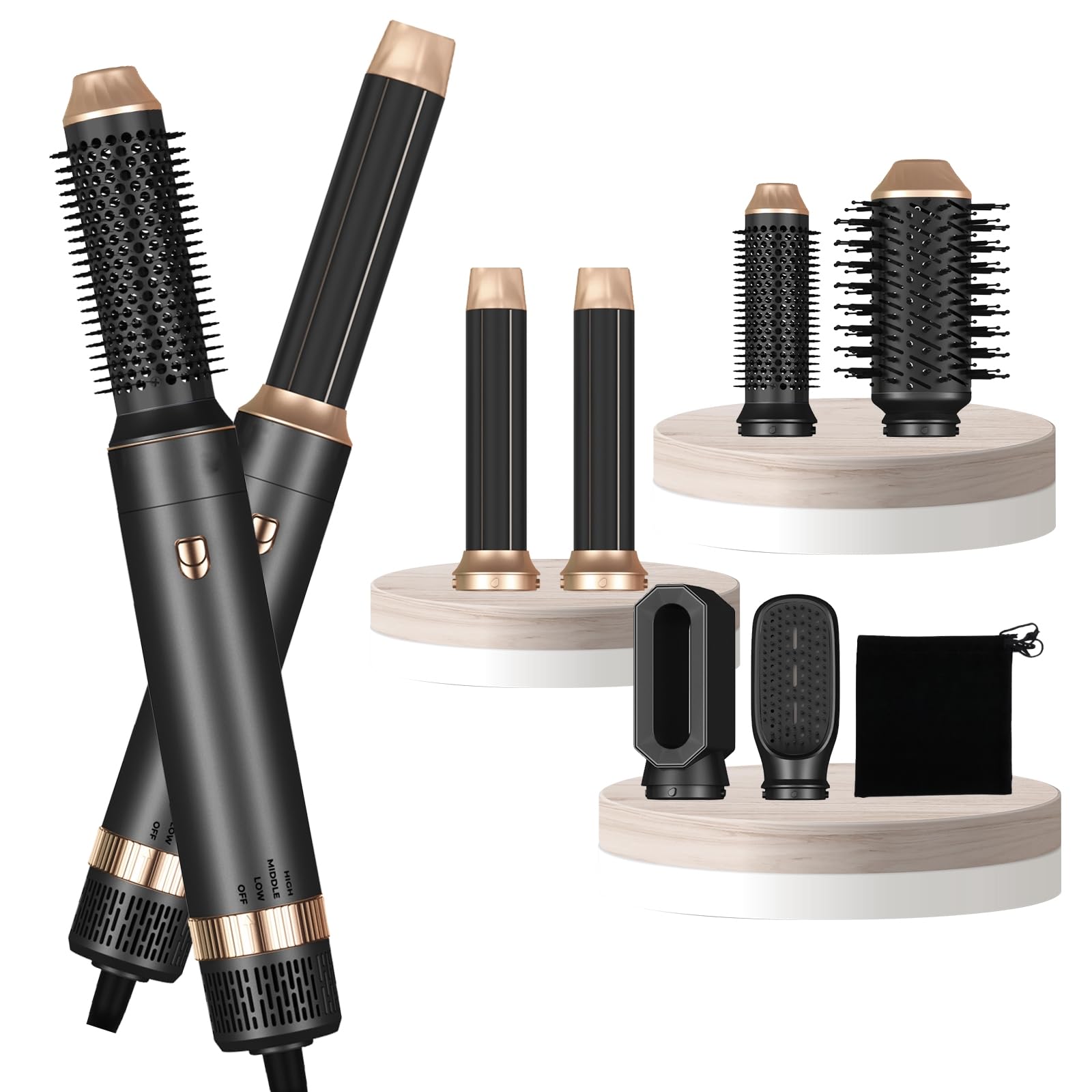 Hair Dryer Brush,6 in 1 Professional Hot Air Styler,Powerful Air Curling Wrap Styler,Negative Ionic Hair Dryer Fast Drying, Multi Hair Stylerfor