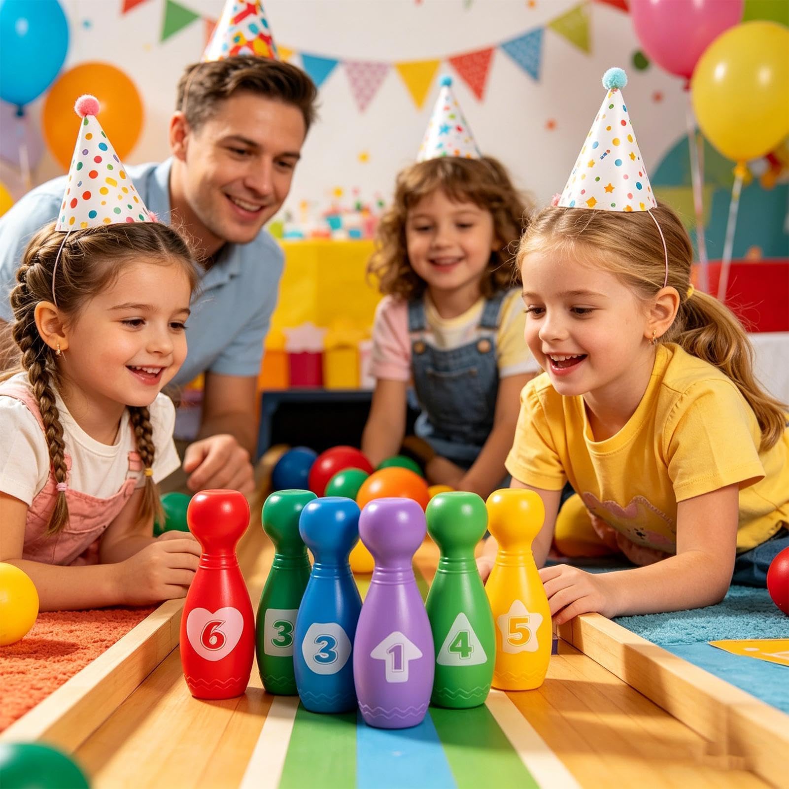 Generico Bowling Set, Educational Fun Playset, 7.09x5.39 Inches Sports Toy with Portable Design, Sturdy ABS Pins Kit, Garden Games with Colorful Style, Backyard Activity for Children Boys
