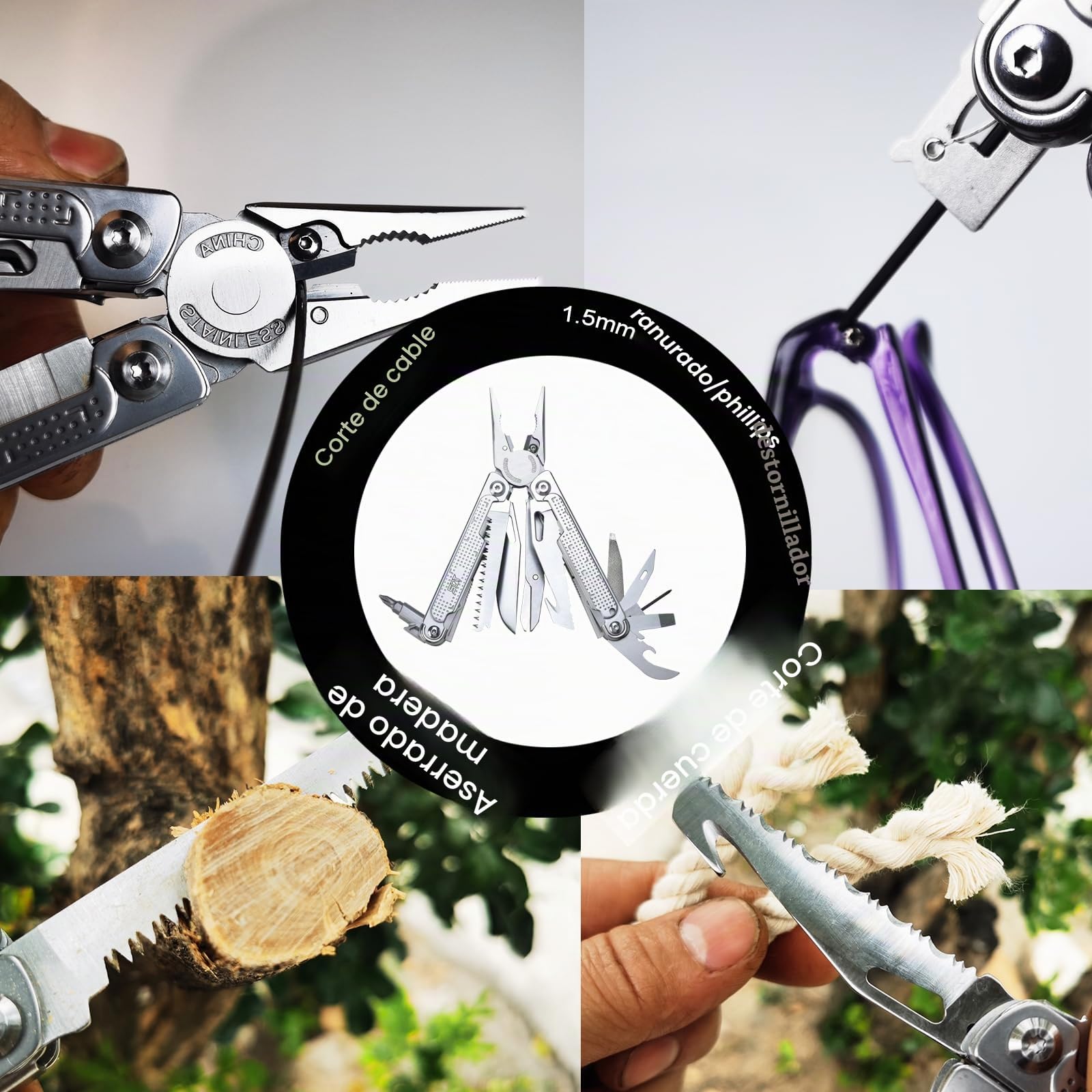SQT 2048 Multiherramienta 20 en 1, regalos para hombres, plegable y autobloqueante, multiherramienta profesional para bricolaje, camping al aire libre y reparaciones del hogar...