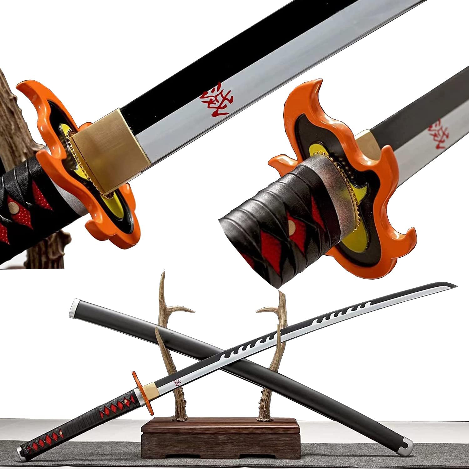 HERO SWORD Japanese Anime Sword DemonSlayers Sword, Hand Forged 1045 Carbon Steel Samurai Katana, Full Tang Handmade Sharp Practical Katana, (Kamado Tanjirou Knife)