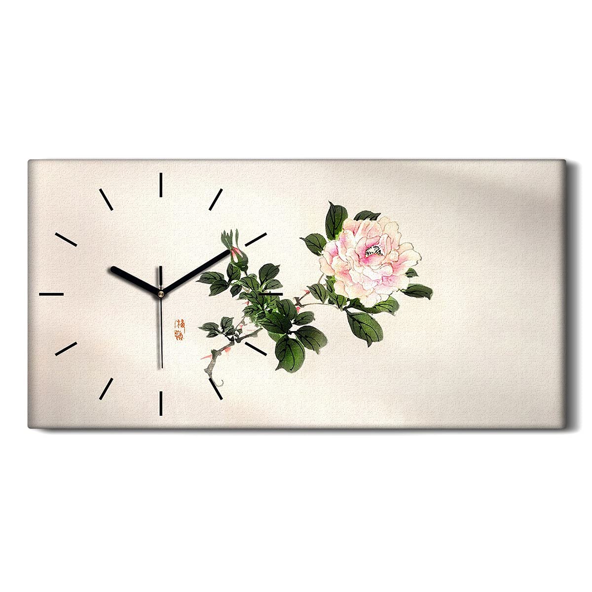 Horloge d'art moderne Coloray 60x30cm fleurs asiatiques en toile