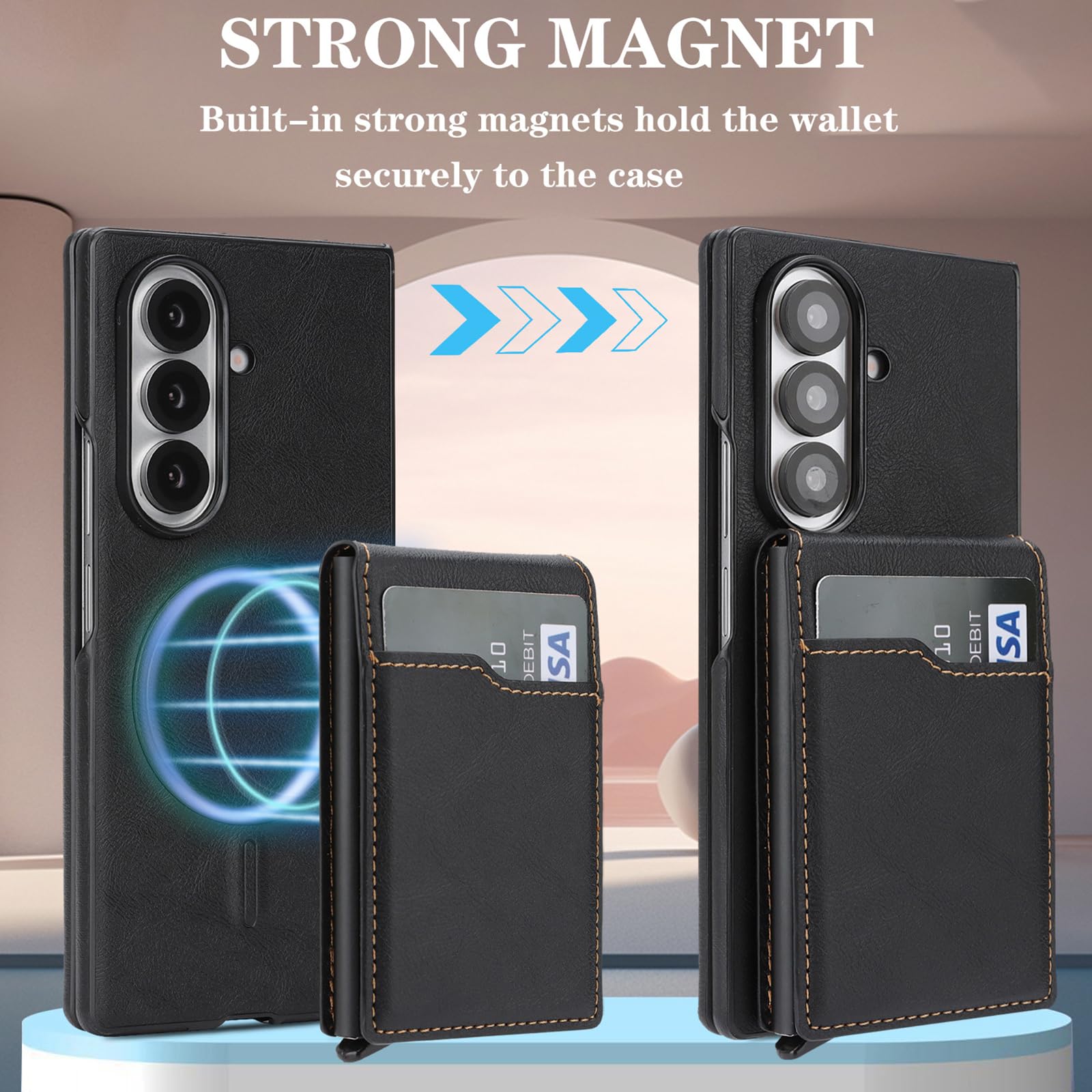 Magnetica Cover per Samsung Galaxy Z Fold 8 Ultra, Staccabile Portafoglio | D'epoca Affari Pelle Custodia con Grande Spazio Porta Carte Funzione Supporto Caso,Grigio,Fold 8 Ultra