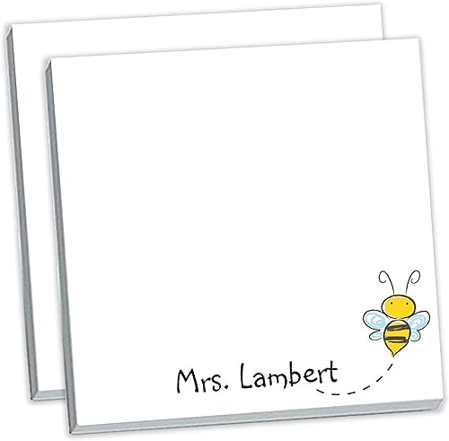 Honey Bee - Notas adhesivas personalizadas Bloc de notas adhesivas de 3 x 3, diseño de abeja divertida, personalizable, nombre personalizado,