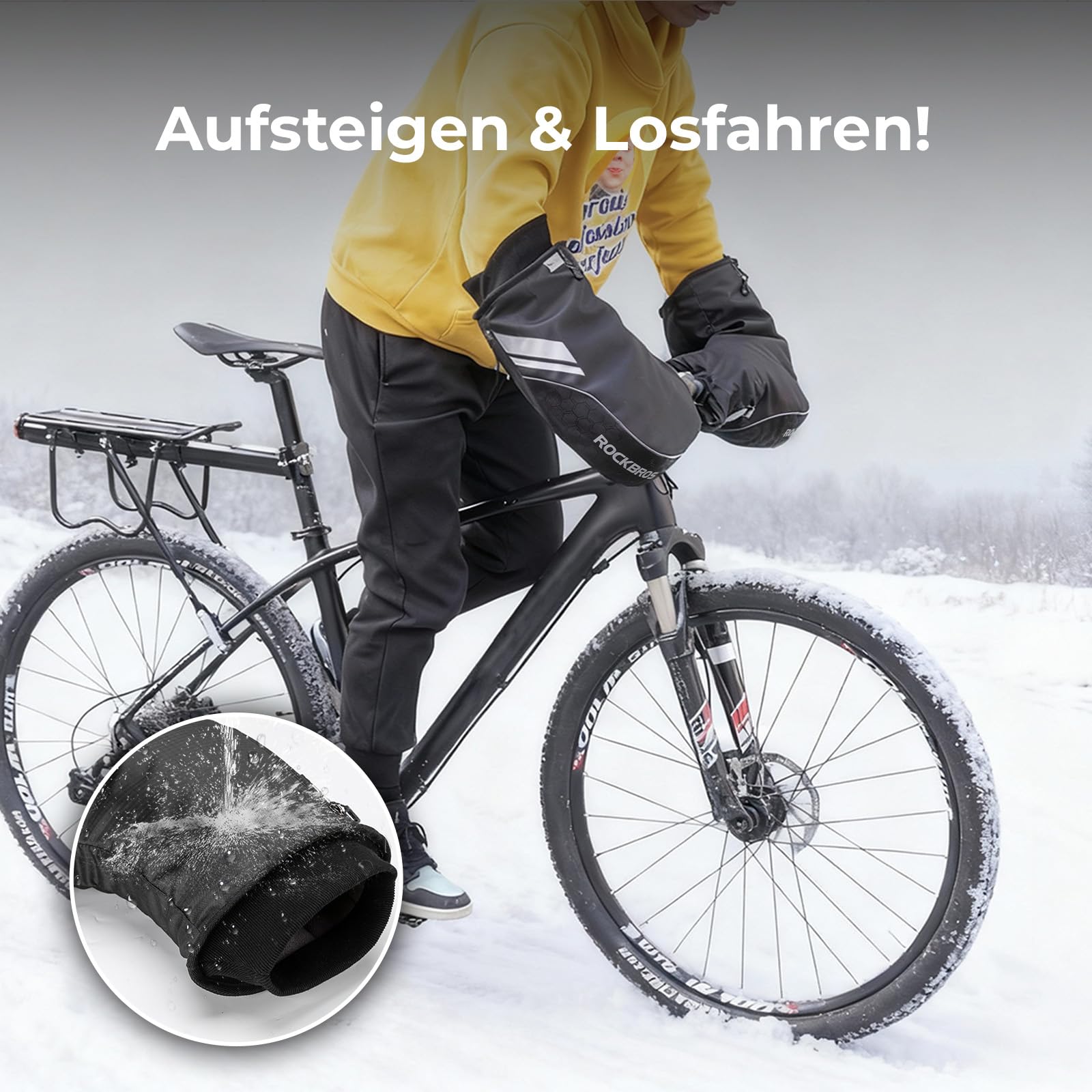ROCKBROS Lenkerstulpen Lenker Handschuhe für Fahrrad Motorrad Roller Scooter Gefüttert Winddicht Wasserabweisend Reflektierend
