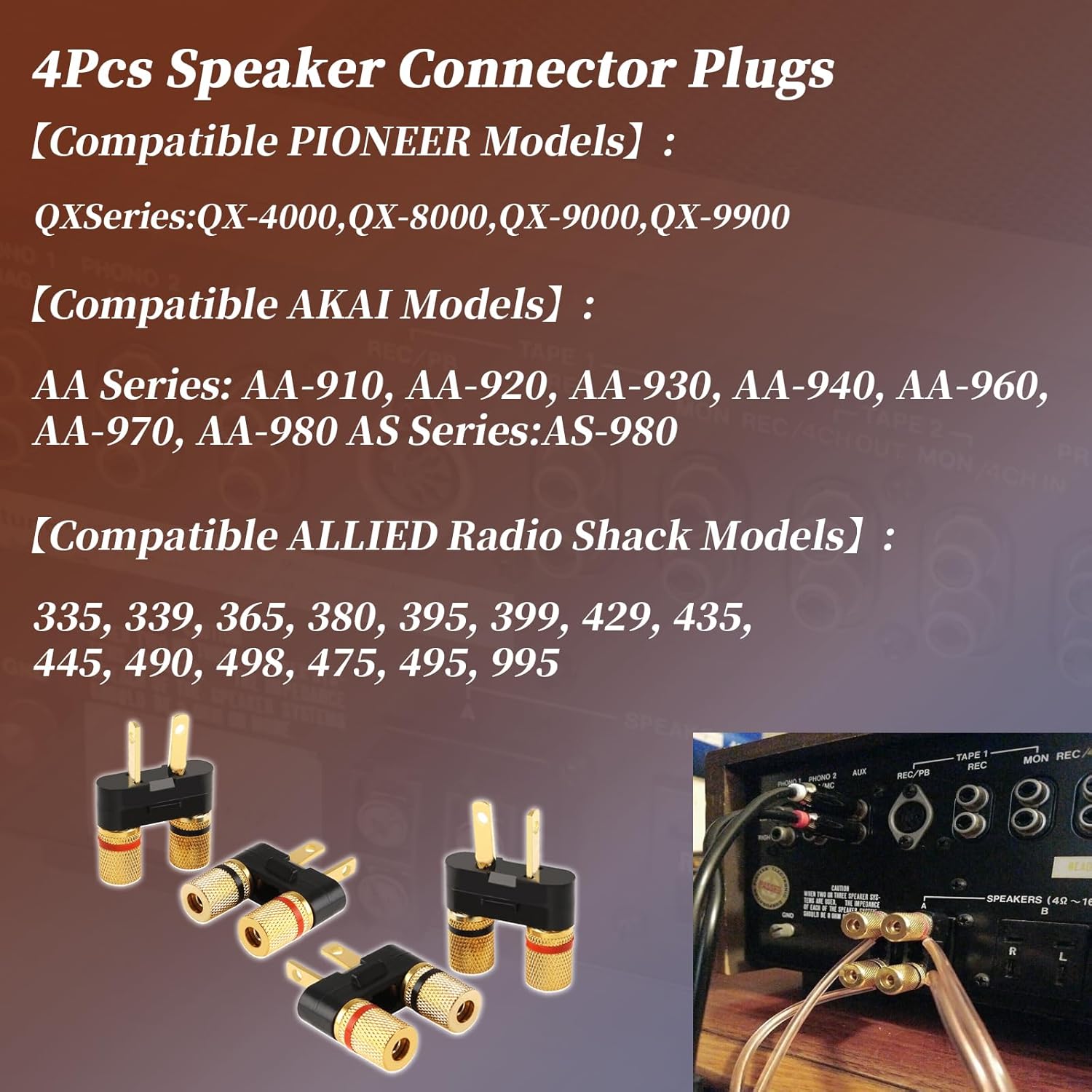 For Pioneer Speaker Banana Jack Plug Connectors SX-626 727 820 828 990 6000 (4)