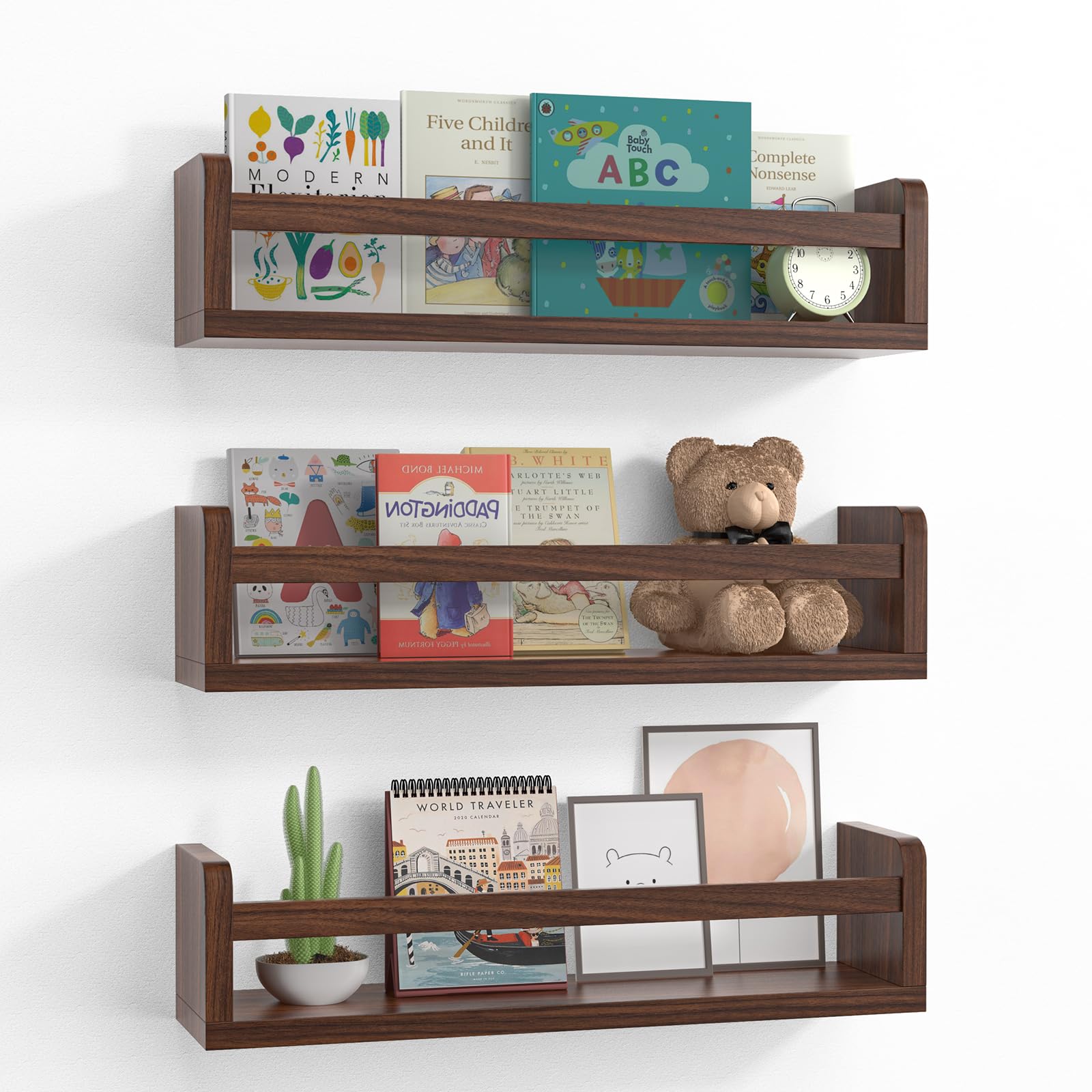 Lizgaho 3-Pack Walnut Shelves