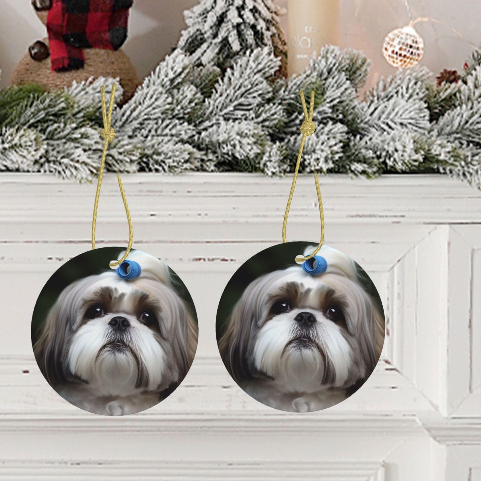 シーズークリスマスツリー置物 Amazon｜シーズー犬のクリスマスオーナメントラウンドセラミック