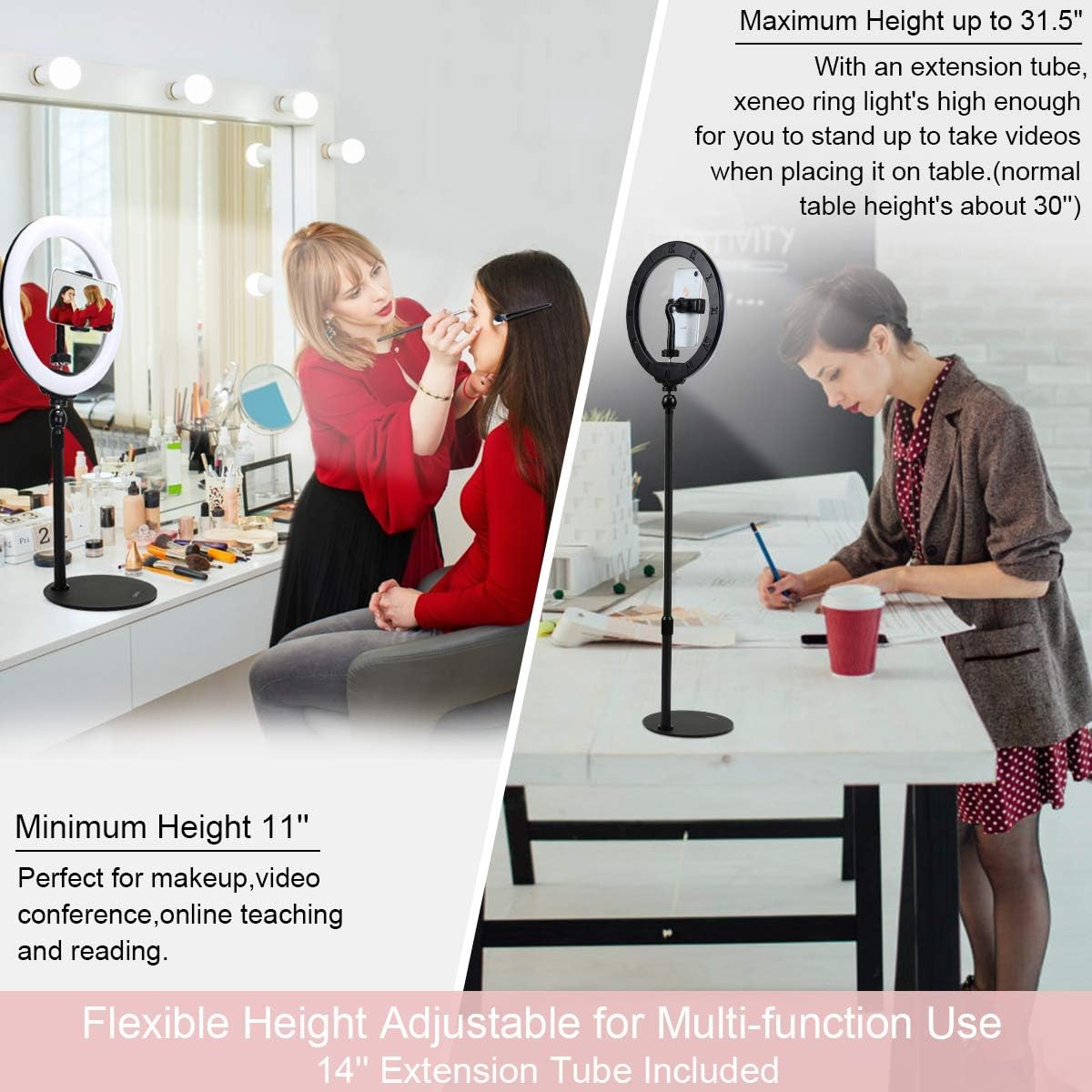 Black Friday - 80% OFF Xeneo 10 Desktop Selfie Ring Light with Stand and Phone Holder for iPhone Android, 3 Light Modes Dimmable LED Ringlight for YouTube/Video Shooting/Streaming/Makeup with Remote Shutter Flash Deals - 70% OFF Xeneo 10 Desktop Selfie Ring Light with Stand and Phone Holder for iPhone Android, 3 Light Modes Dimmable LED Ringlight for YouTube/Video Shooting/Streaming/Makeup with Remote Shutter