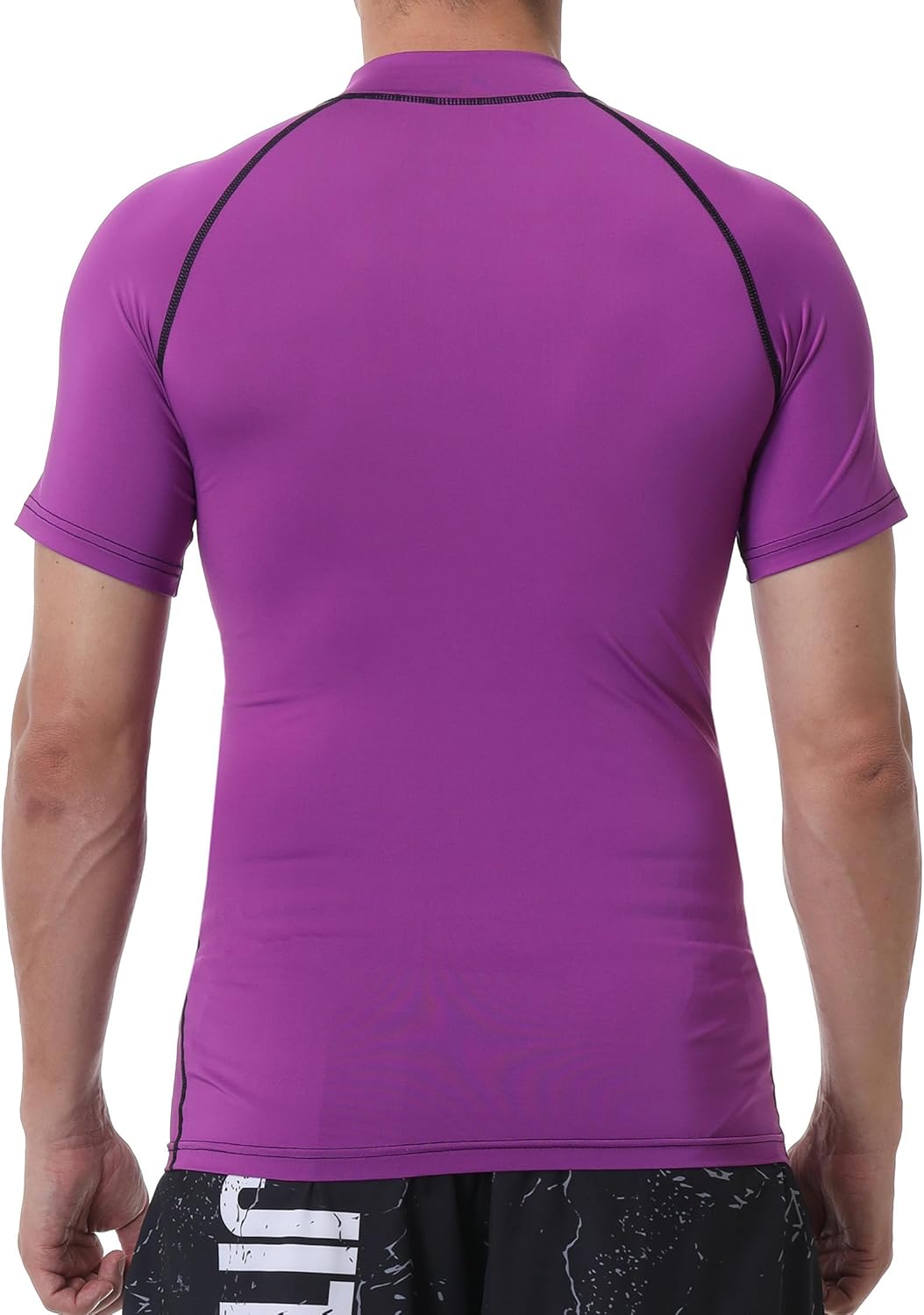 Red Plume Mens Compression Mock Turtleneck Short Sleeve Shirt High Neck Athletic Tops Football Run Pullover Sports Undershirt - Image 5