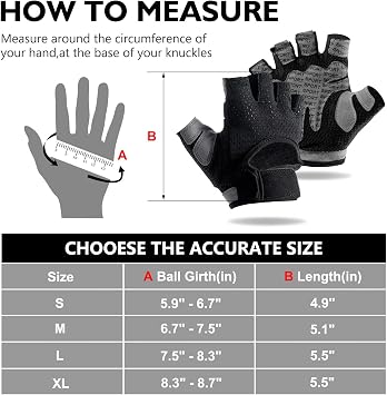 Weight Lifting Gloves for Men Women Gym Half-Finger Glove with Anti Slip Palm Hand Protection for Workout Training, Fitness, Hanging, Pull up, Cycling, Exercise