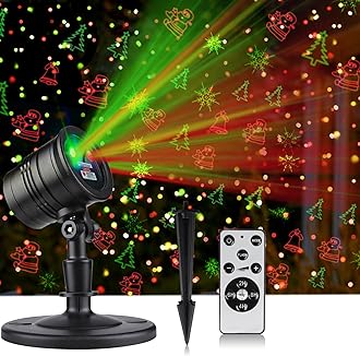 Laser Christmas Projector Lights Outdoor: Waterproof Outdoor Christmas Decorations Laser Light, Projection Christmas Lights for Outside with 5 Patterns, Xmas Spotlight for Yard Garden Holiday Party