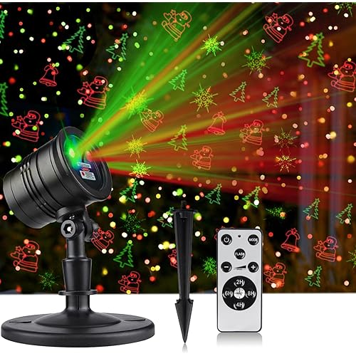 Laser Lights, Outdoor Laser Projector Lights, 5 Patterns Laser Light Show Christmas Projector, with Remote, Christmas Laser, for Outdoor Garden, Decoration Christmas Light Show for Party
