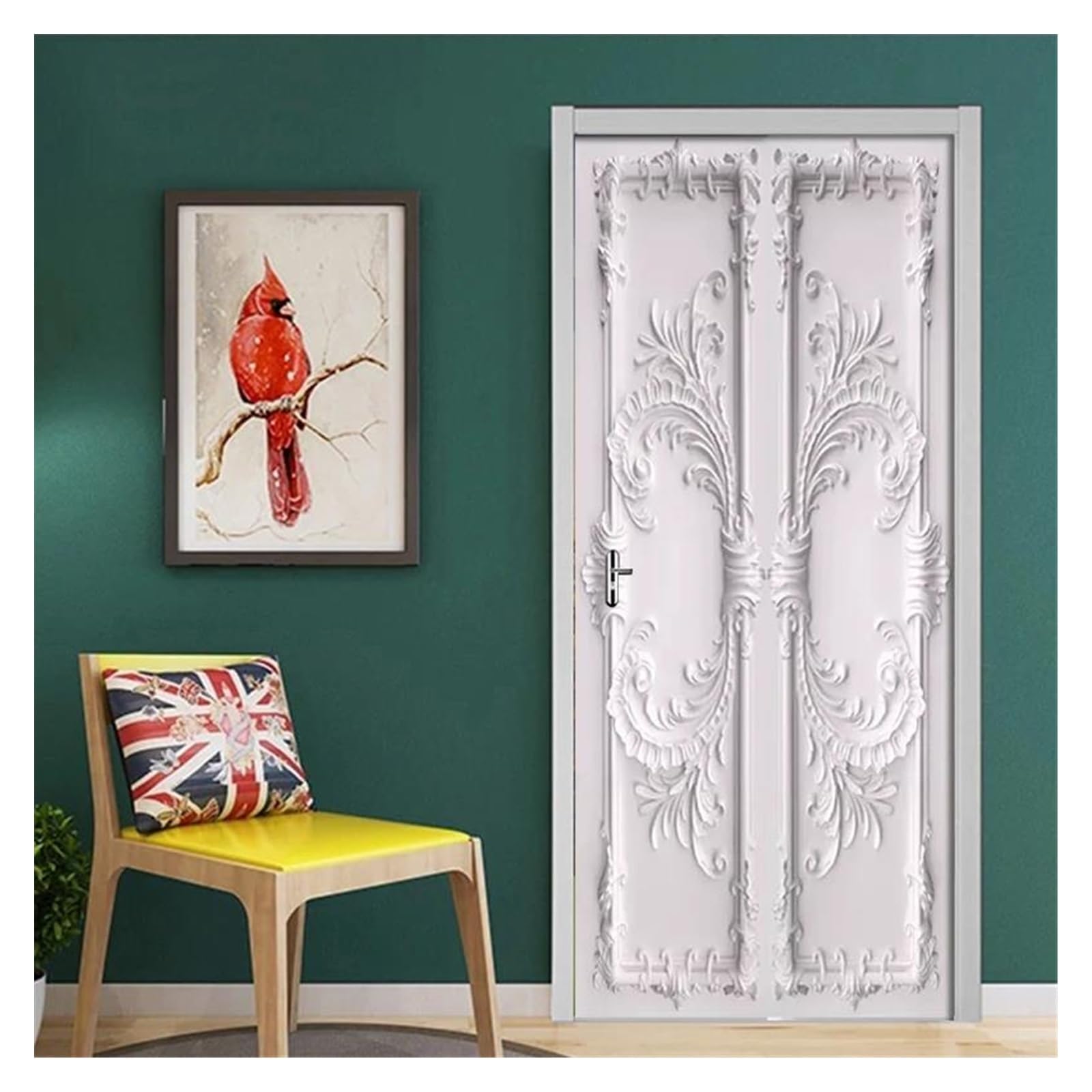 Stickers décoration salon cuisine autocollant de porte 3D affiche murale PVC 77x200cm