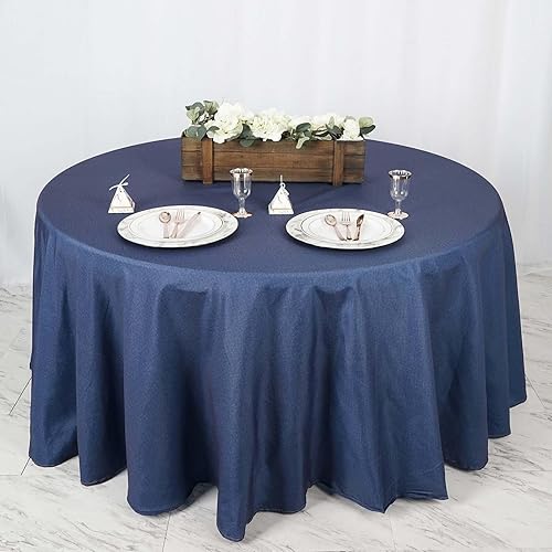 Miniatura 4 de BalsaCircle Mantel redondo de poliéster sintético azul oscuro de 120 pulgadas para bodas, recepciones, fiestas, catering, ropa de cama, suministros