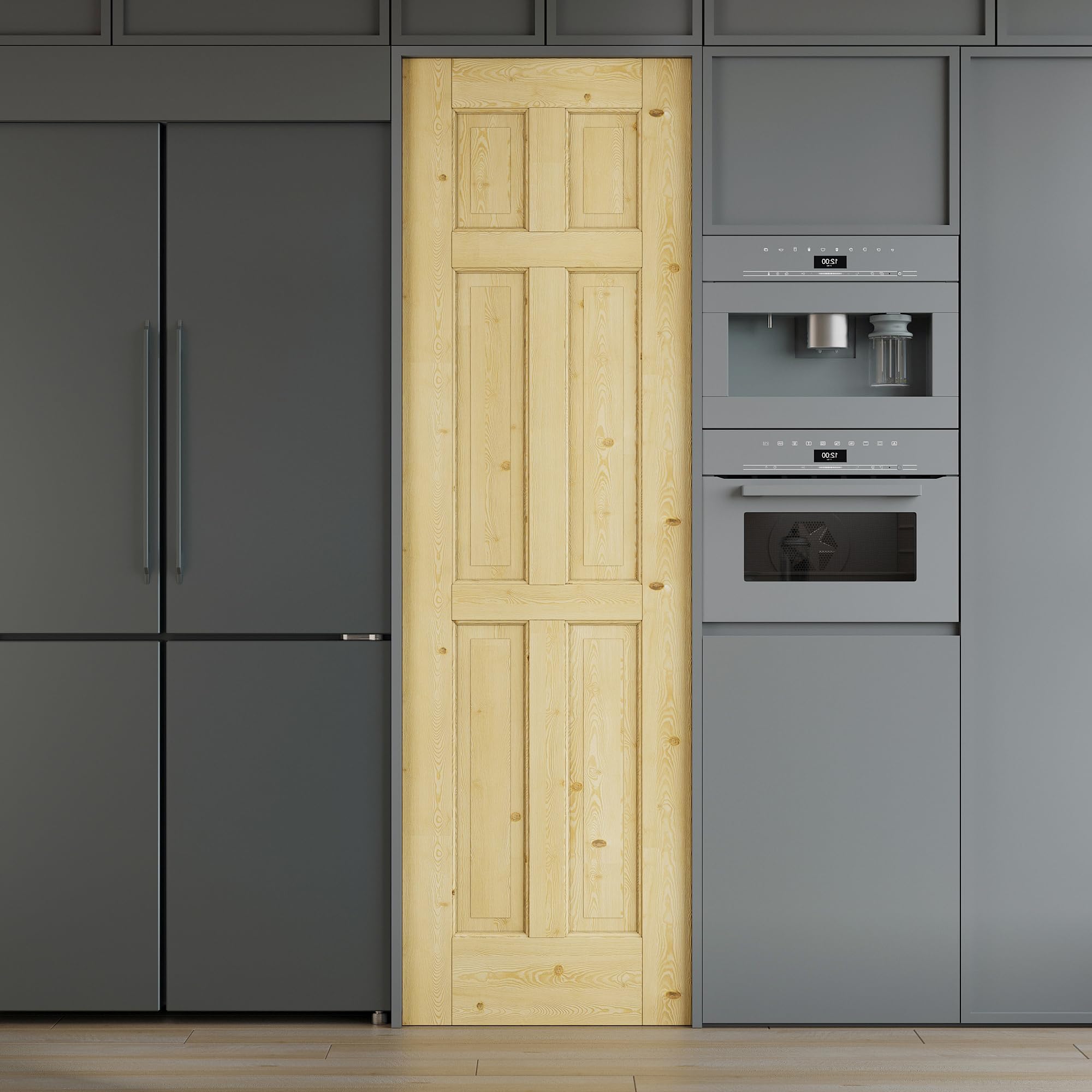 24x80 6 Panel Solid Core Wood Door Slab, Interior Doors for Home, Bedroom Door, Laundry Room Doors, Pantry Doors, Natural Premium Pine Wood Ready to Stain