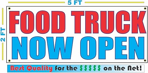 Cartel de bandera de Food Truck Now Open 2x5 disponible en Yaxa Colombia