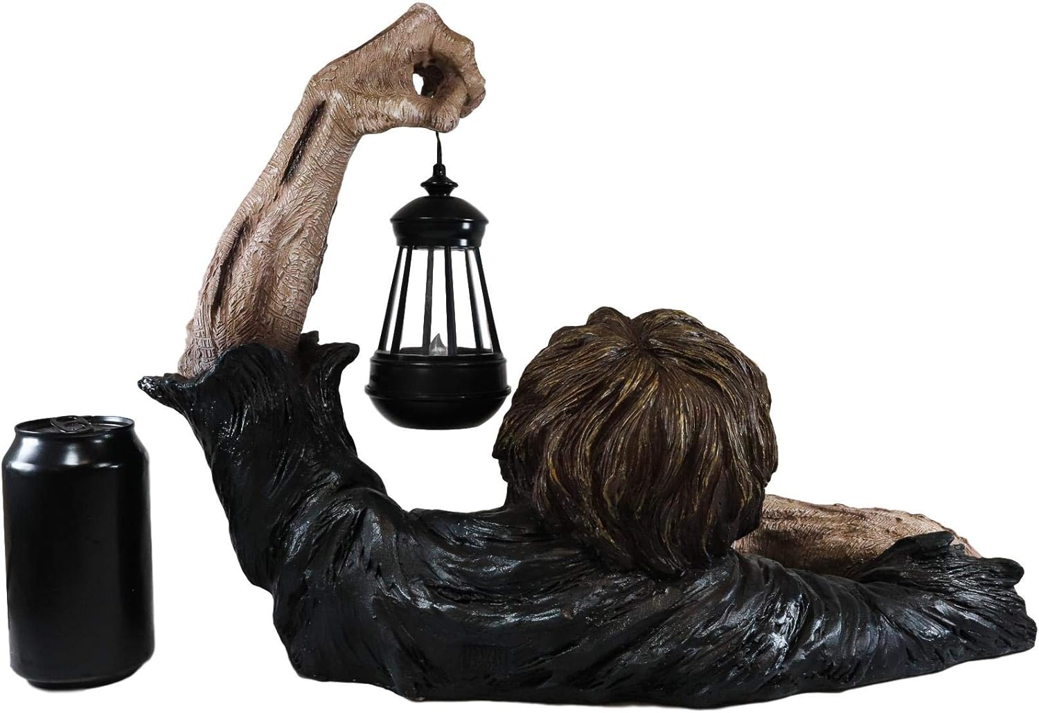 Ebros Large Dramatic Head Shot Impaled Zombie Crawling Out of Grave Statue with Hanging Solar LED Lantern Light in Hand Dead Rising 18" L Decaying Flesh Walker Zombies Ossuary Macabre Decor Figurine