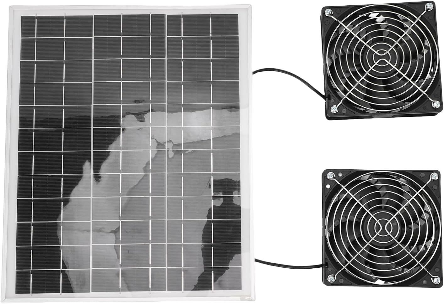 Acogedor 75Wソーラー駆動ファンキット、IPX7耐候性デュアルファン、鶏小屋の太陽排気冷却換気、小屋、ペットハウス、電源保