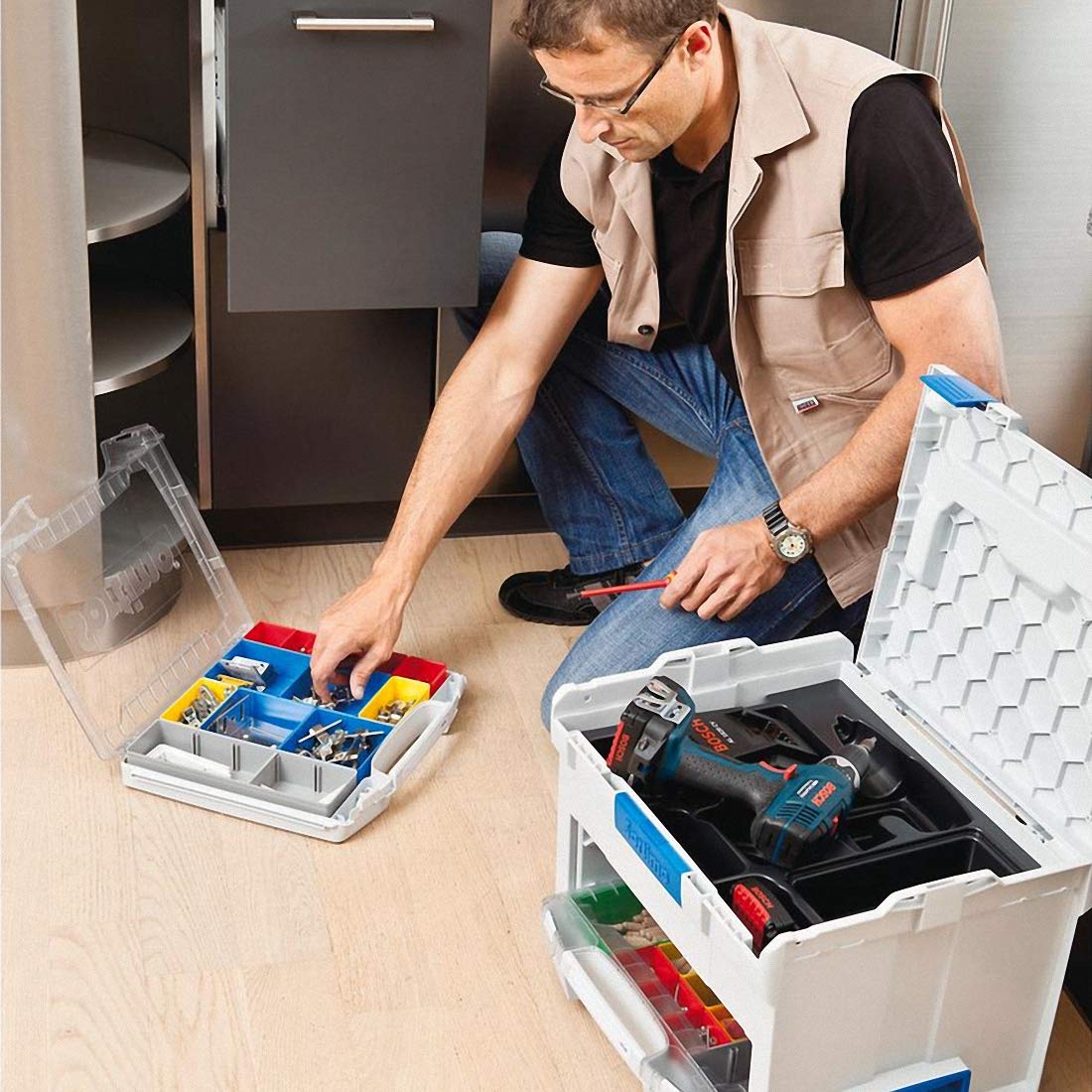 L-BOXX Sortimo i-BOXX 72 grijs uitgerust met inzetbakjesset A3 L-BOXX Sortimo i-BOXX 72 grijs uitgerust met inzetbakjesset A3