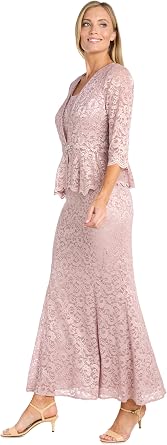 R&M Richards Women's Eterna Glitter Peplum Jacket Dress