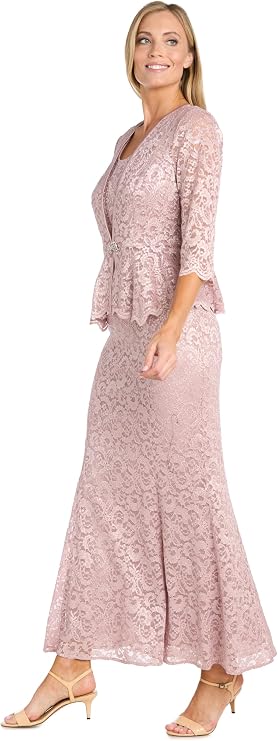 R&M Richards Women's Eterna Glitter Peplum Jacket Dress