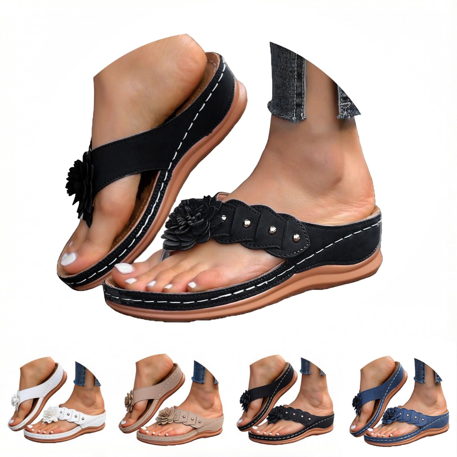 Generico Sandales Et Mules Pour Femme Confortables LéGèRes AntidéRapantes Semelle Souple Respirantes Chaussures Femme éTé éLéGantes Mules Support Pieds Larges Ville Usage Quotidien