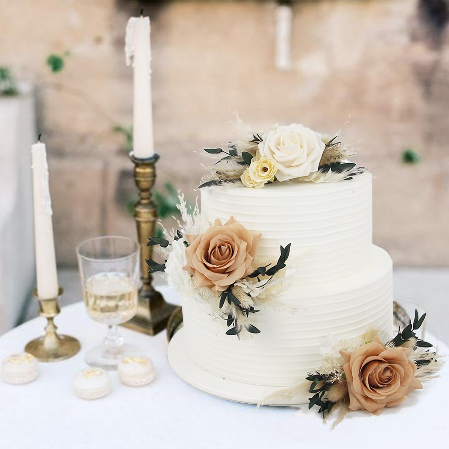 Adornos Bohemios prefabricados para Tartas, decoración de Tartas de Pampas, Flores para Tartas de cumpleaños, Bodas y bautizos para Mujeres y niñas.