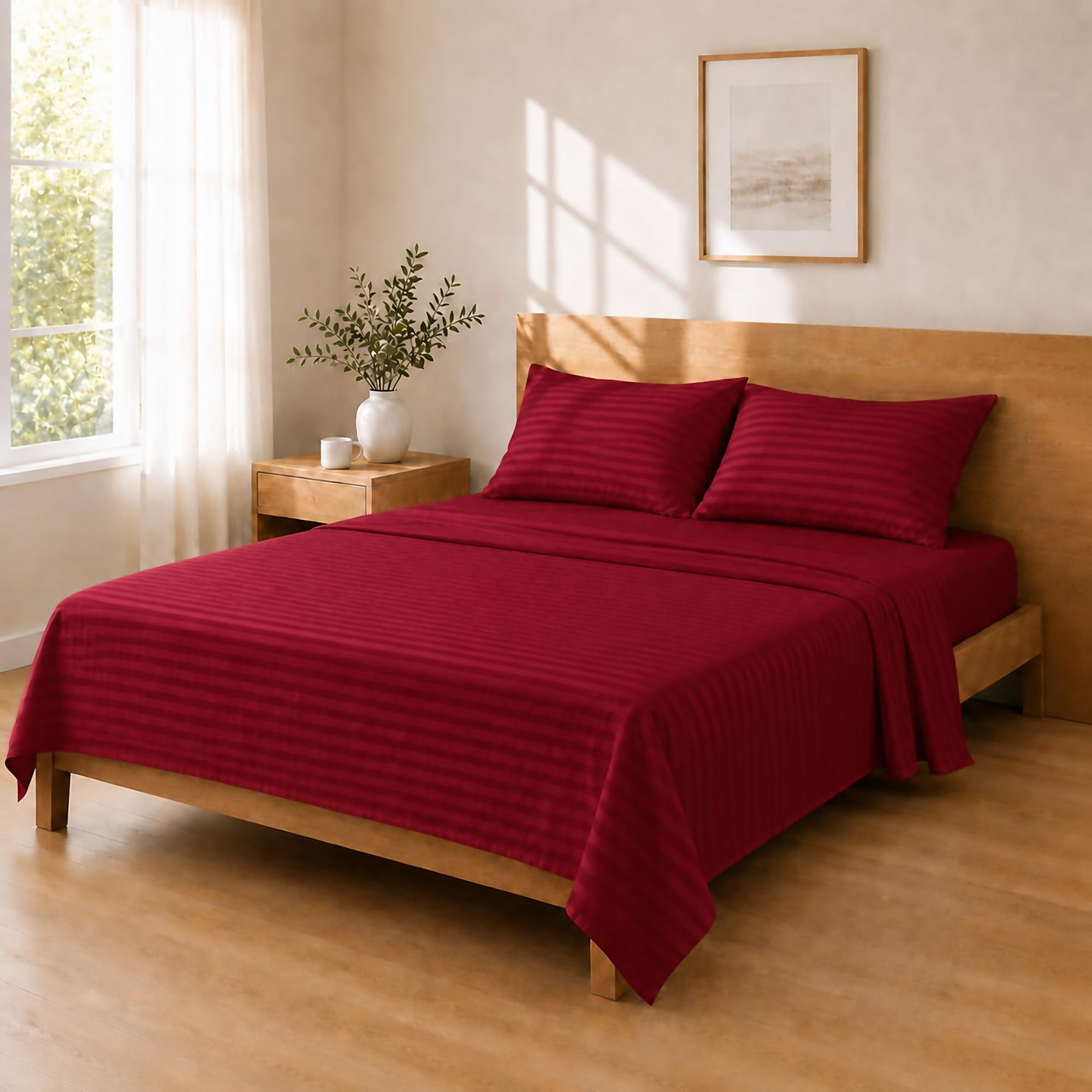 Homebliss Microfibre Bed Sheet Set 180 x 240 cm / 135 x 200 + 25 / 50 x 80 x 2, Bordeaux