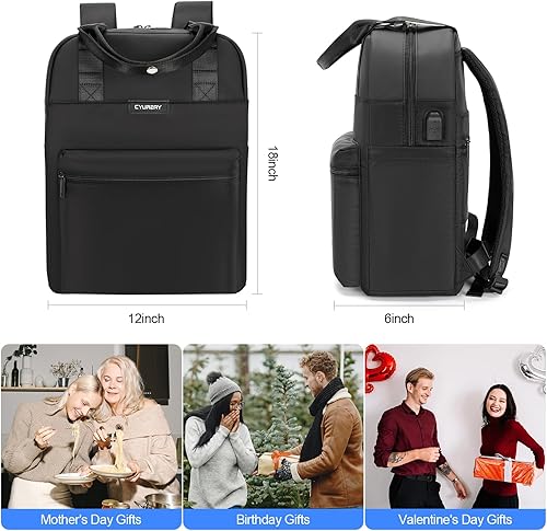 Miniatura 8 de CYUREAY Mochila convertible para laptop de 15.6 pulgadas para laptop y tablet, B-Negro, Mochila de viaje para mujer, bolsa para laptop