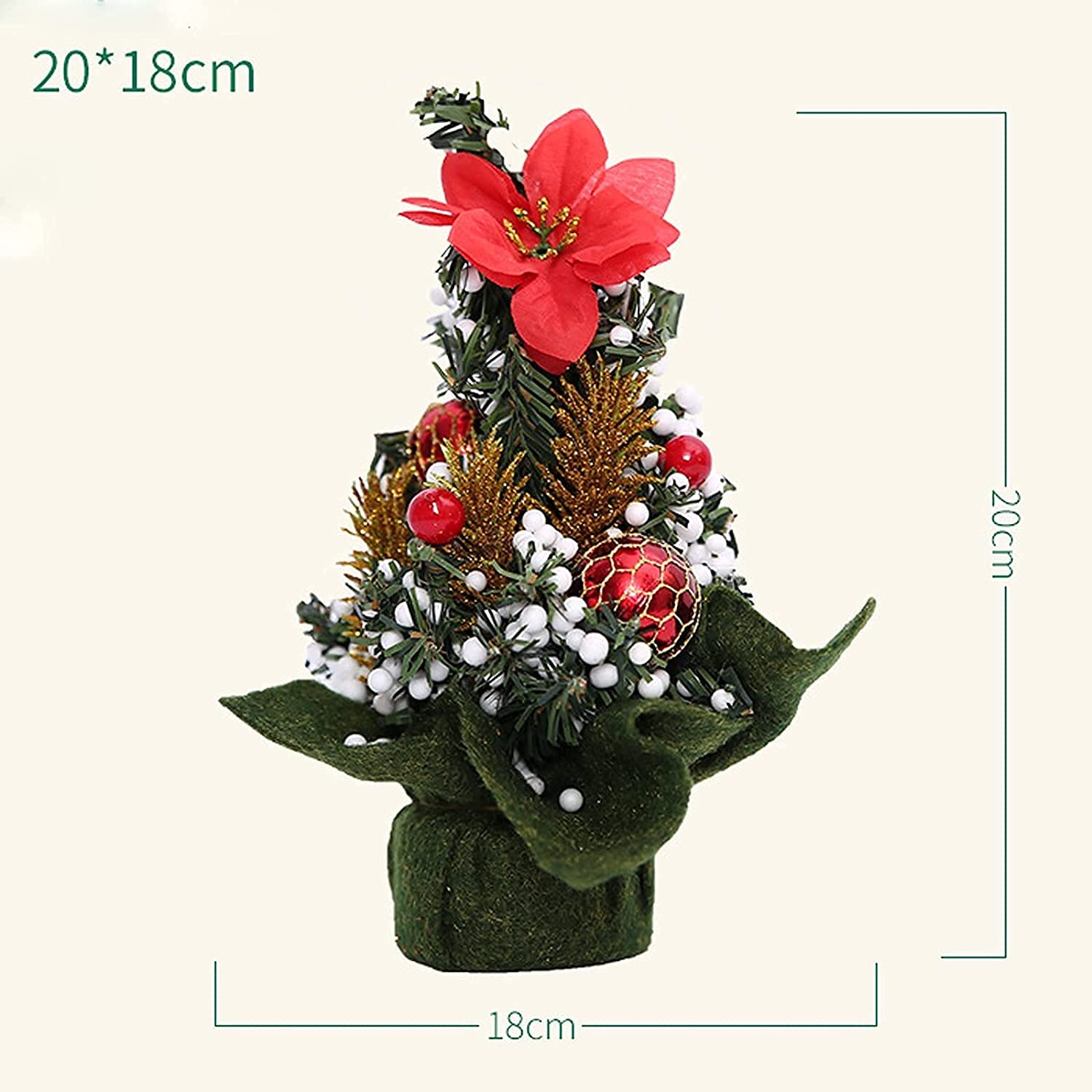 ADITAM 20cm Mini choinka, ozdoby na biurko na Boże Narodzenie, sztuczna choinka idealna na wystrój stołu i biurka Double the comfort