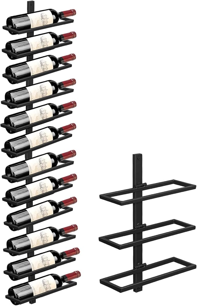 YALINKA Wall Mounted Wine Rack Holds 12 Bottles, Adjustable Separable