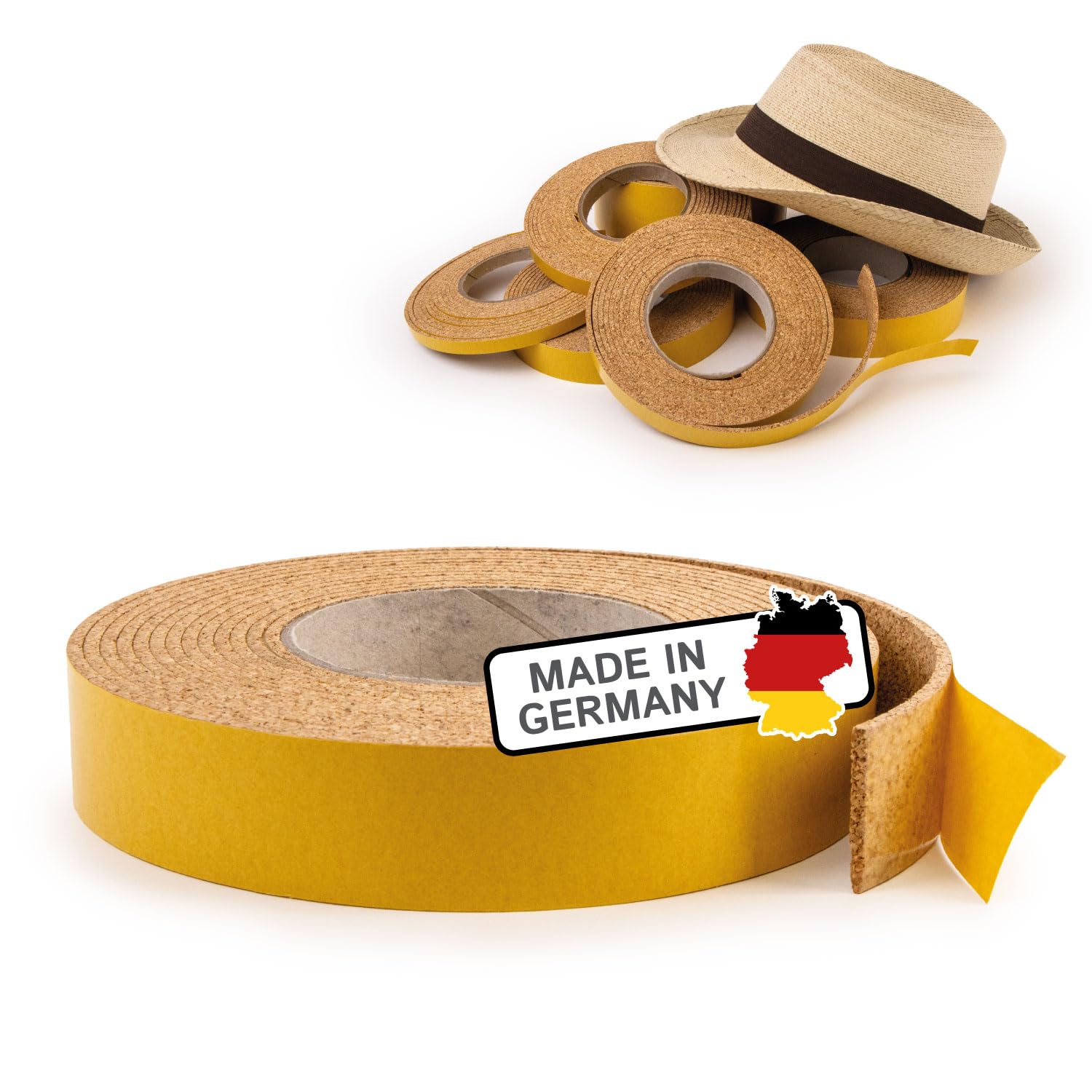 The Felt Store Korkstreifen selbstklebend 5 m x 30 mm x 3 mm – zuschneidbares Korkband für Dehnungsfugen, Hutverkleinerung & Abdichtung – Hochwertiger Kork Made in Germany