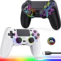 Vista 1 de Fanyooge Controller Wireless for PS4, 2 Pack Spider Pattern RGB Controller for Ps4 with Hall Effect Joystick1000mAh BatteryUSB CDual Vibration6-Axis