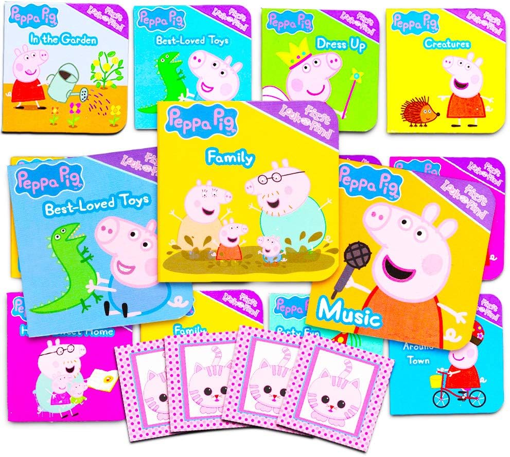 Peppa Pig Board Books Set for Toddlers Babies Kids - Pack of 12"My First" Books with Stickers! (Family, Friends, Music and More)