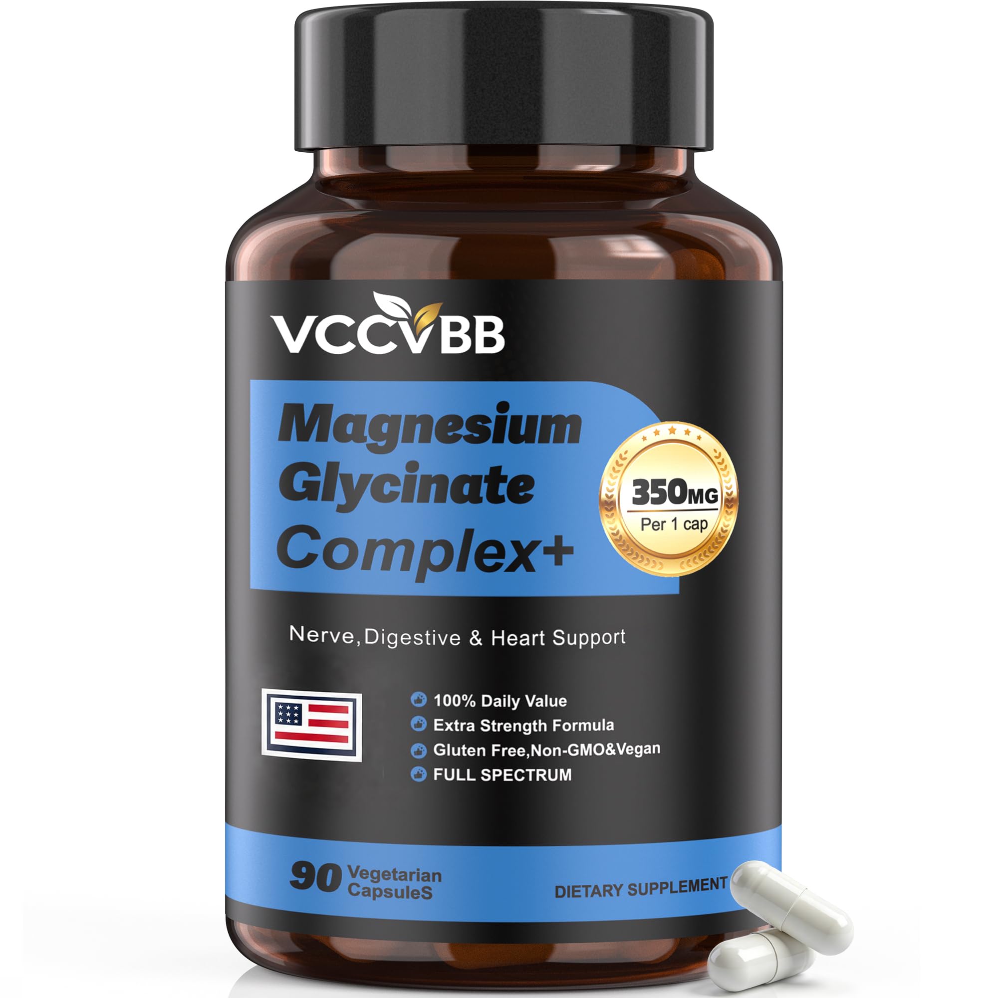 12-in-1 Magnesium Complex, 350mg Magnesium Glycinate, 90 Capsules