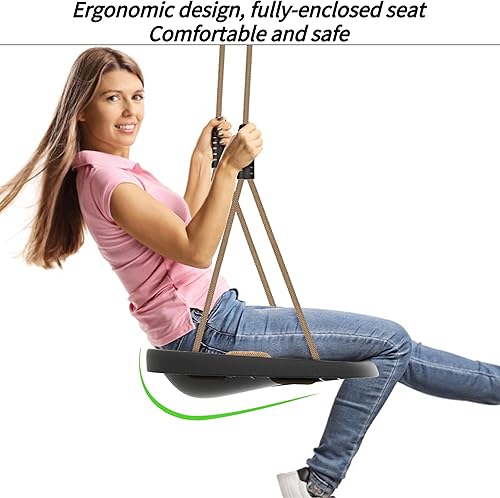 Miniatura 2 de SELEWARE Asiento de columpio resistente para adultos y niños, columpio de árbol con cuerdas a prueba de clima, accesorios para patio trasero,