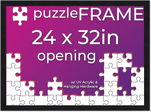 Miniatura 32 de Poster Palooza 16x20 Jigsaw Puzzle Frame Kit - Kit Includes Puzzle Glue Sheets, Black Wood Puzzle Frame with White Mat, UV Acrylic, Backing, Hanging