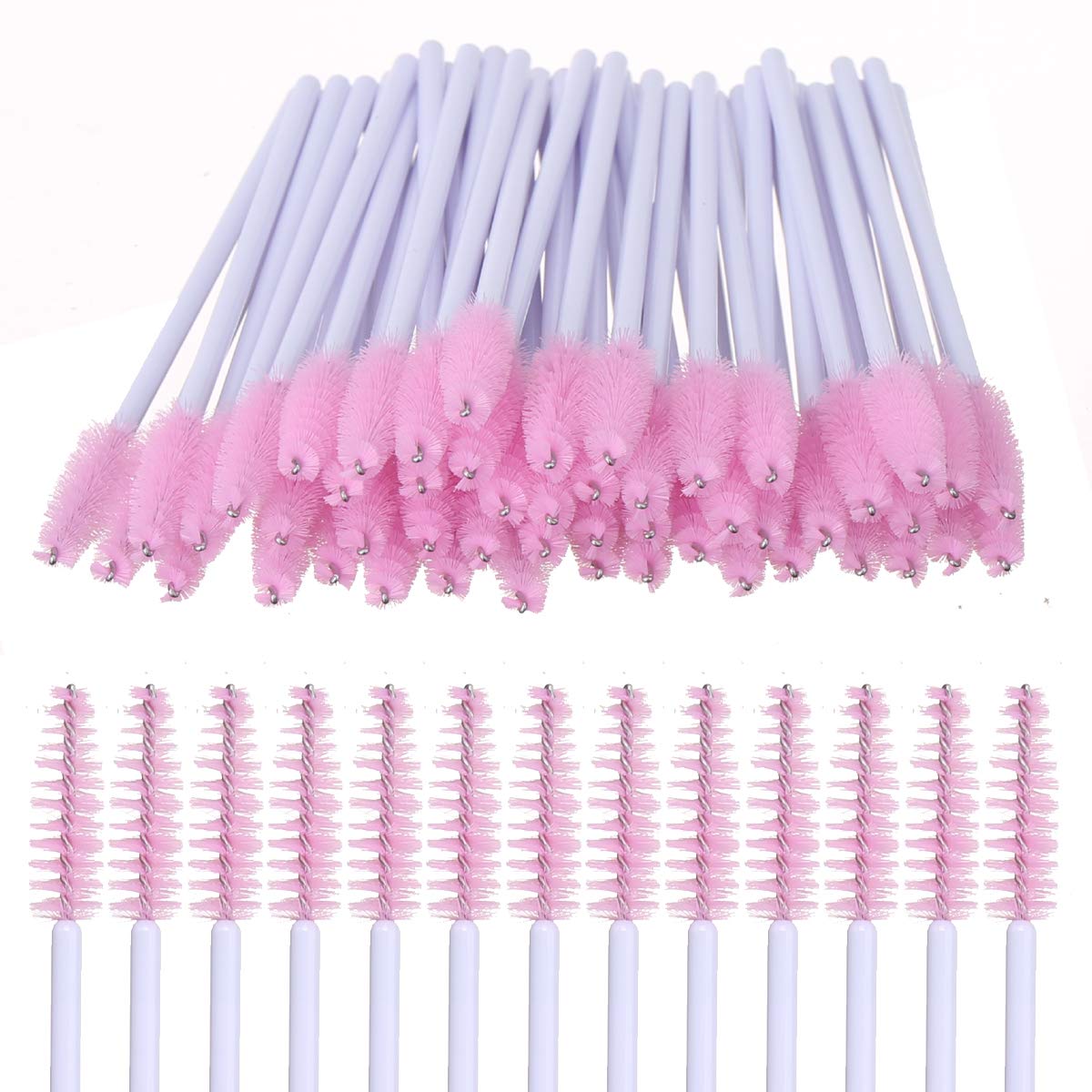 100 PCS Mascara Brushes Disposable Eyelash Brushes Eye Lash Eyebrow Applicator Cosmetic Makeup Brush Tool (White-Pink) : Beauty & Personal Care